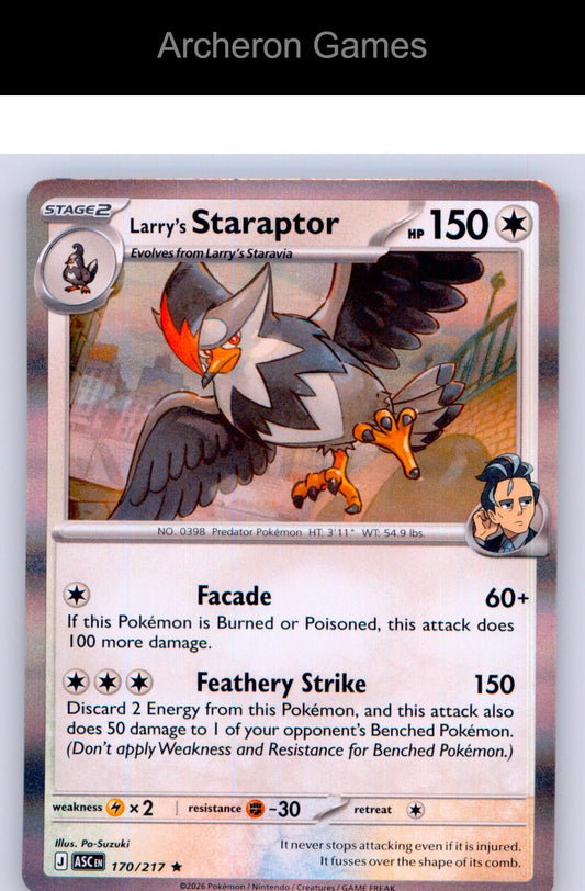 Pokemon Card Larry's Staraptor ASC 170/217 R Ascended Heroes Holo