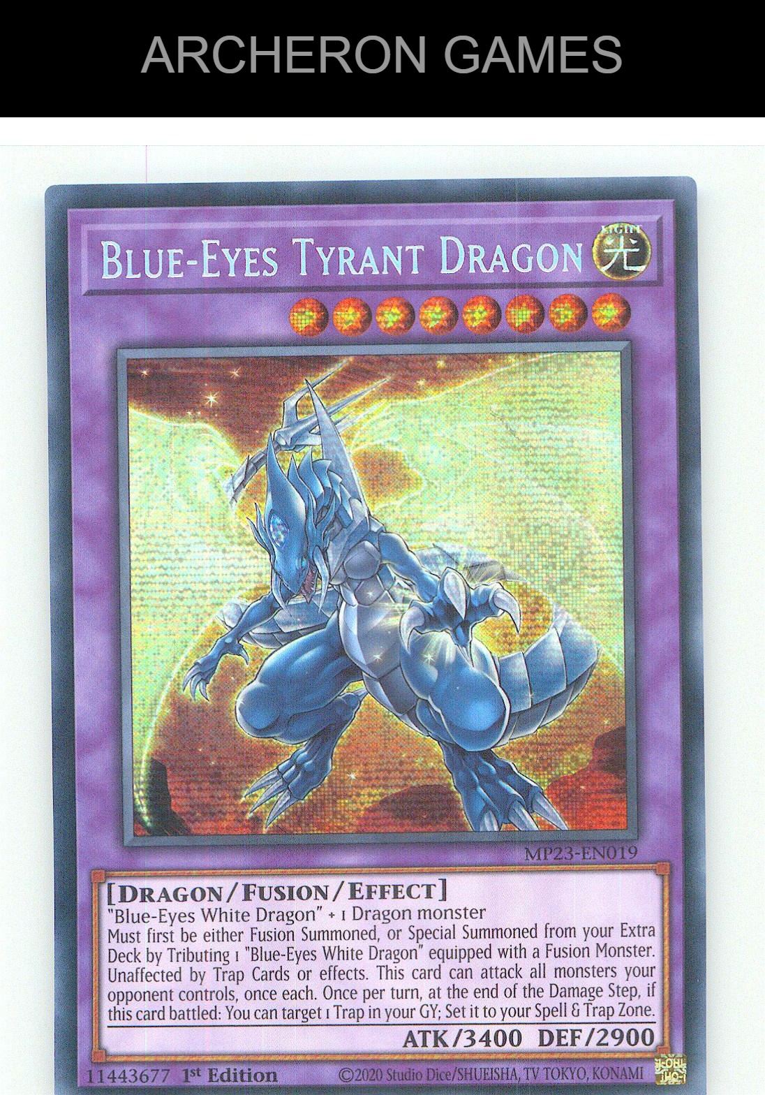 Blue-Eyes Tyrant Dragon Prismatic Secret Rare YUGIOH Card 1st Edition