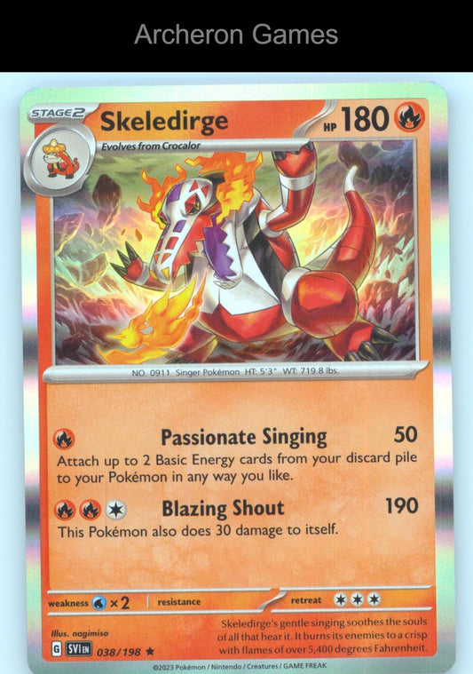 Pokemon Card Skeledirge SVI 038/198 R Scarlet & Violet Holo