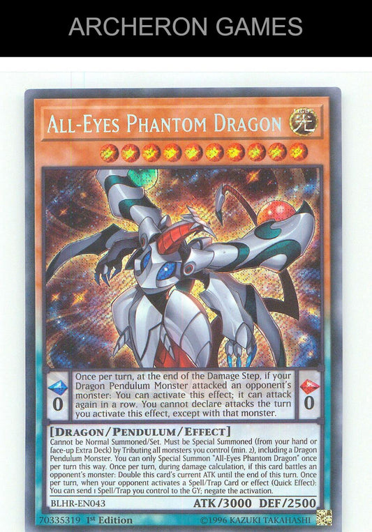All-Eyes Phantom Dragon SEC YUGIOH Card 1st Edition