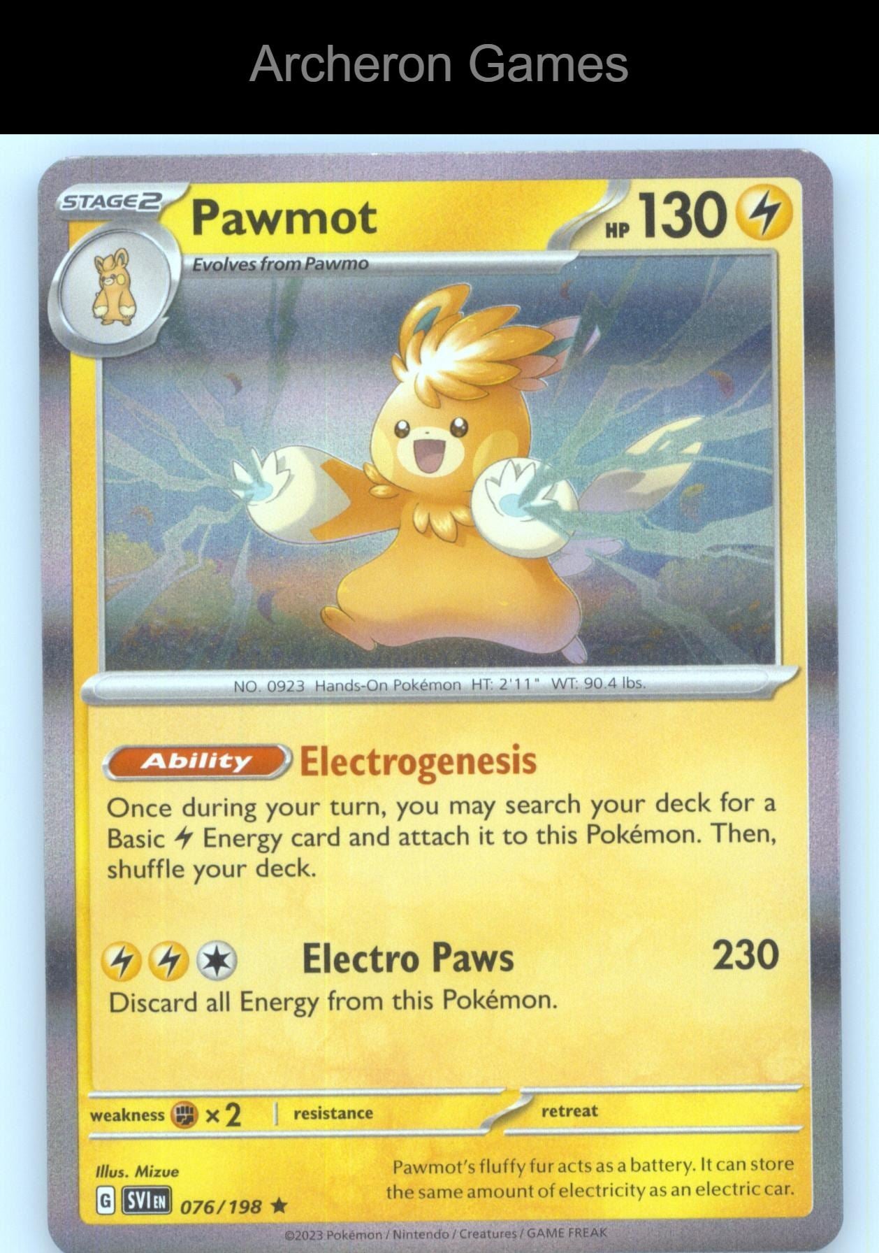 Pokemon Card Pawmot SVI 076/198 R Scarlet & Violet Holo