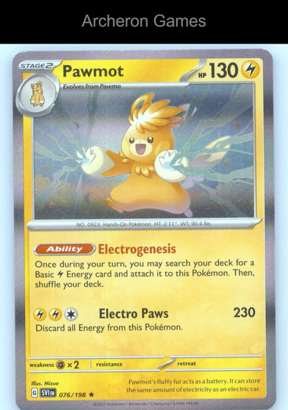 Pokemon Card Pawmot SVI 076/198 R Scarlet & Violet Holo