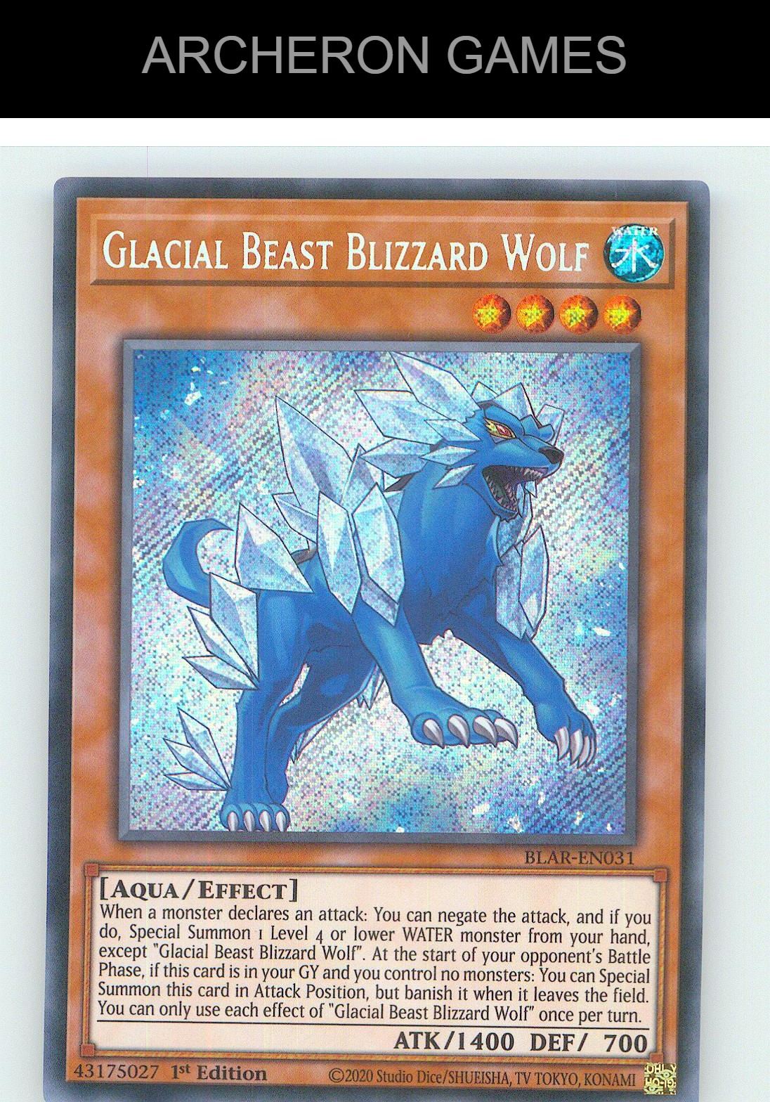 Glacial Beast Blizzard Wolf SEC YUGIOH Card 1st Edition
