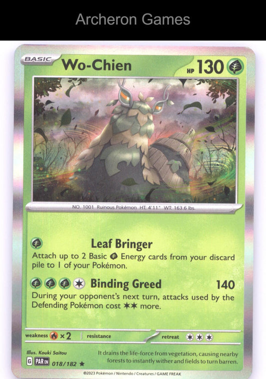Pokemon Card Wo-Chien PAR 018/182 R Paradox Rift Holo