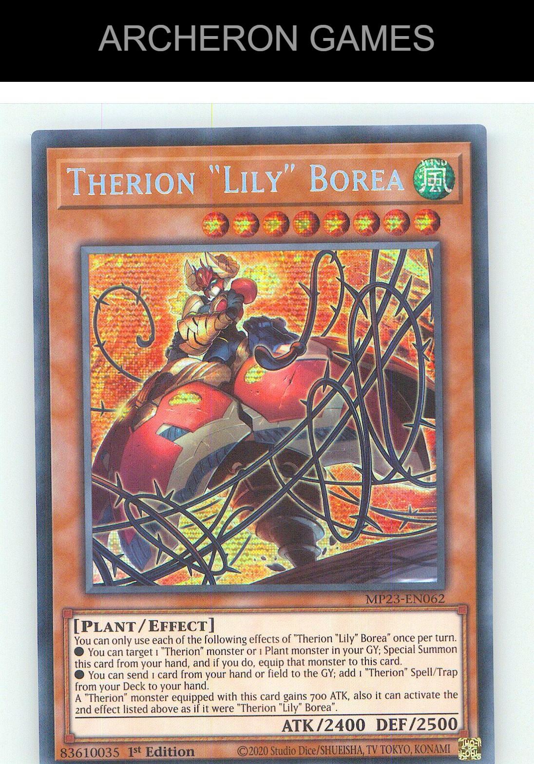Therion "Lily" Borea Prismatic Secret Rare YUGIOH Card 1st Edition
