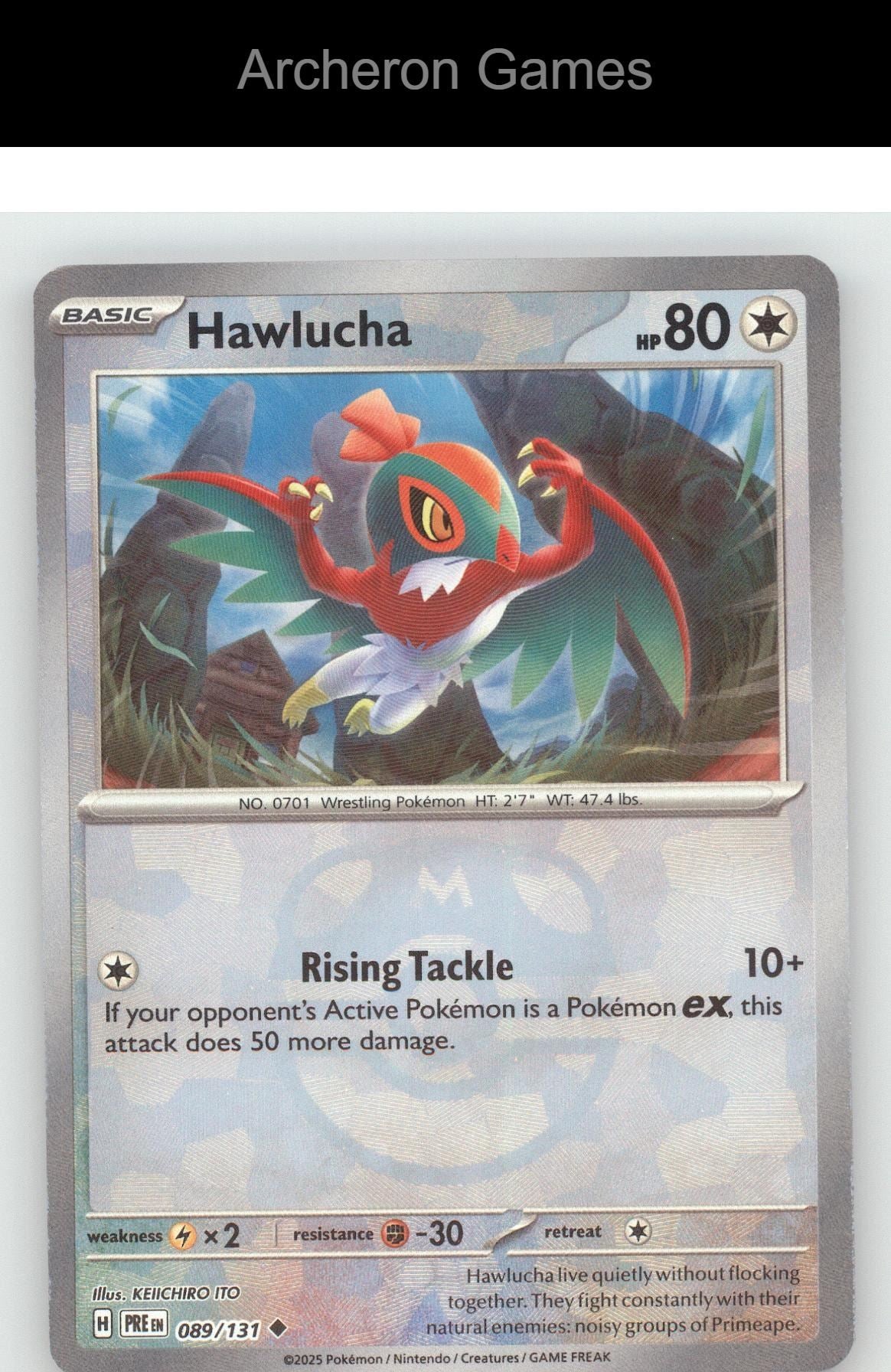 Pokemon Card Hawlucha PRE 089/131 UC Prismatic Evolutions Reverse Holo