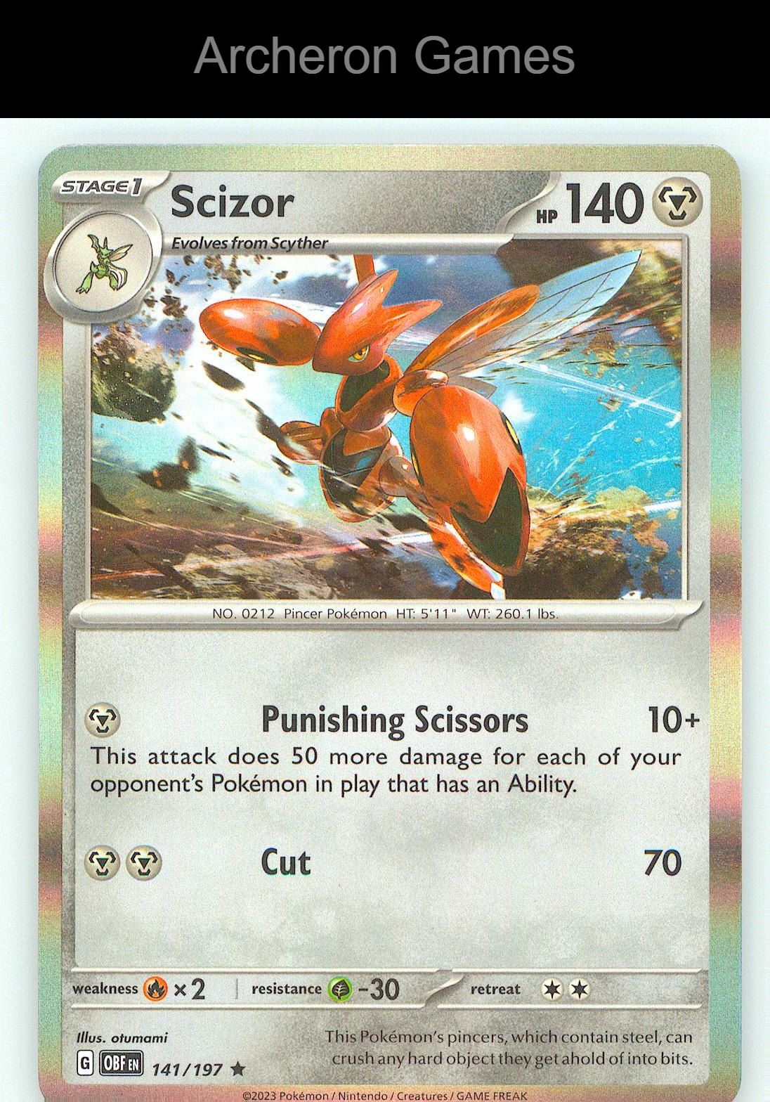 Pokemon Card Scizor OBF 141/197 R Obsidian Flames Holo