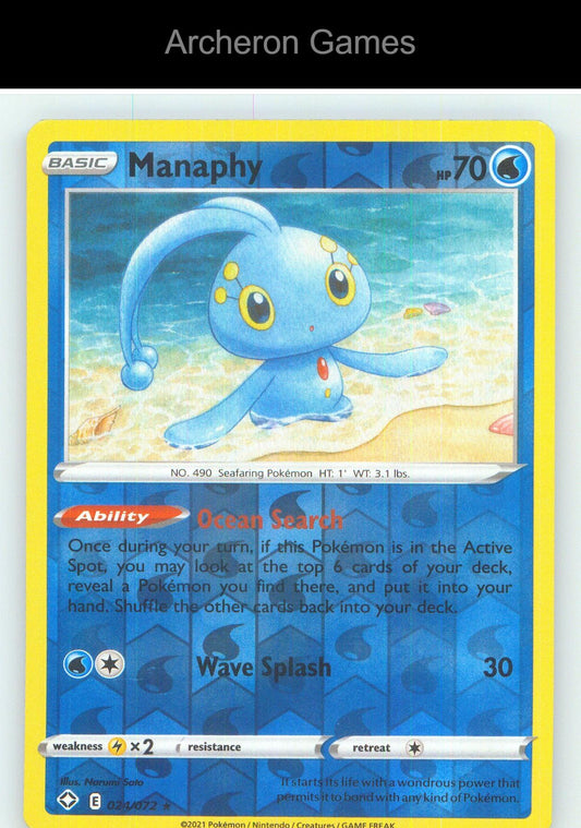 Pokemon Card Manaphy SHF 024/072 R Shining Fates Reverse Holo