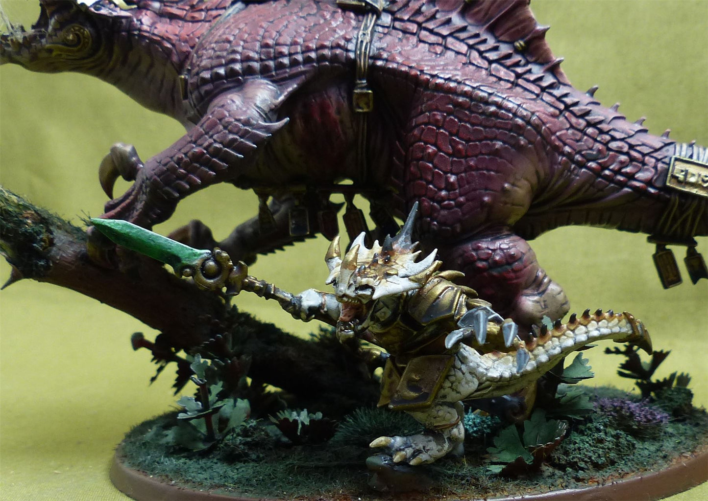 Saurus Oldblood on Carnosaur painted - Seraphon - Warhammer Aos #2M0