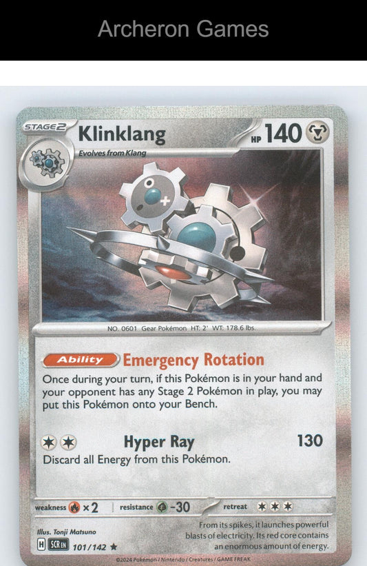 Pokemon Card Klinklang SCR 101/142 R Stellar Crown Reverse Holo