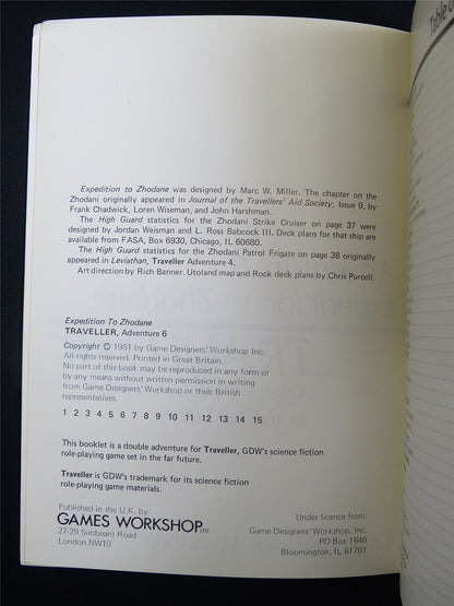 Traveller: Adventure 6 Expedition to Zhodane  - Roleplaying Booklet #2TD