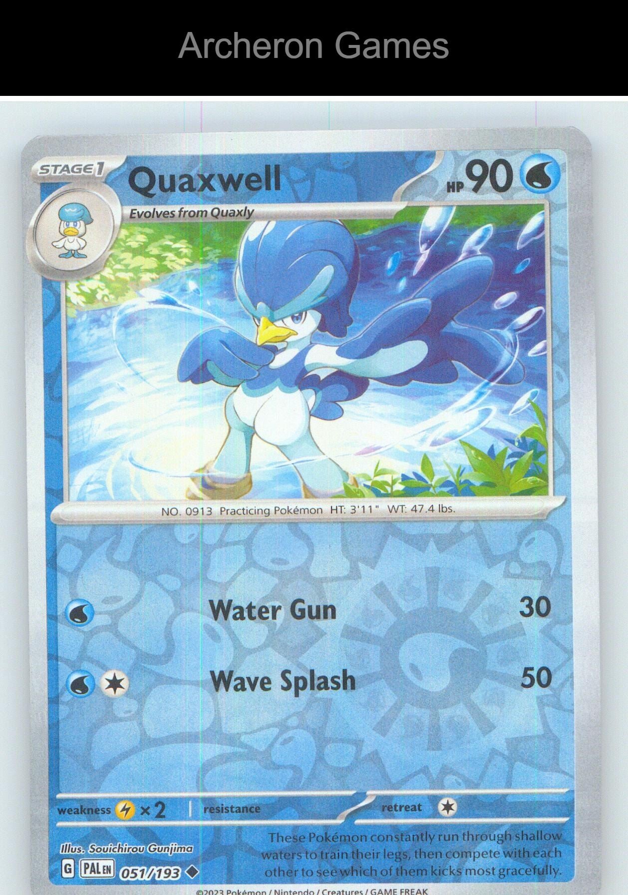Pokemon Card Quaxwell PAL 051/193 UC Paldea Evolved Reverse Holo