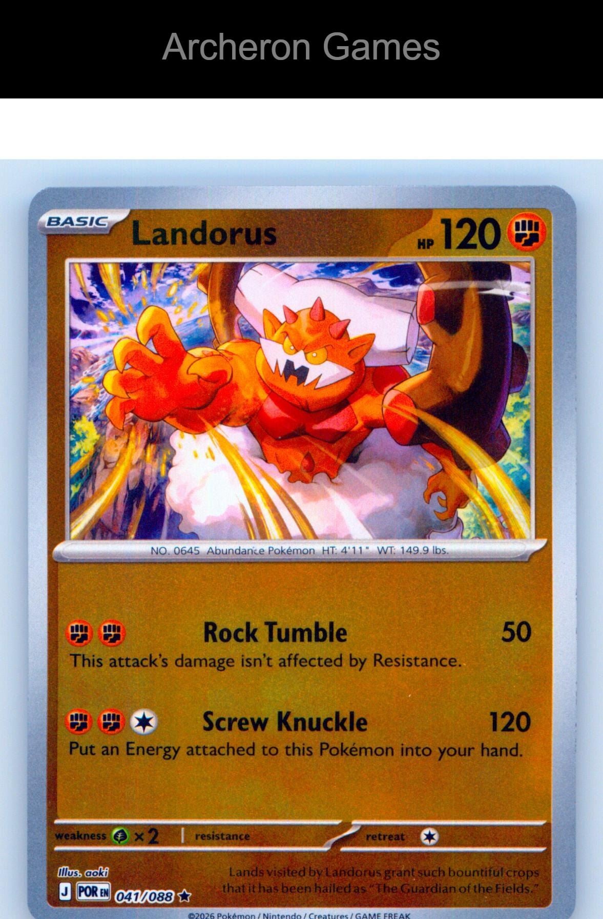 Pokemon Card Landorus ME03 041/088 R Perfect Order Reverse Holo