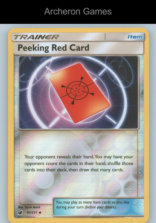 Pokemon Card Peeking Red Card CIN 97/111 UC Crimson Invasion Reverse Holo