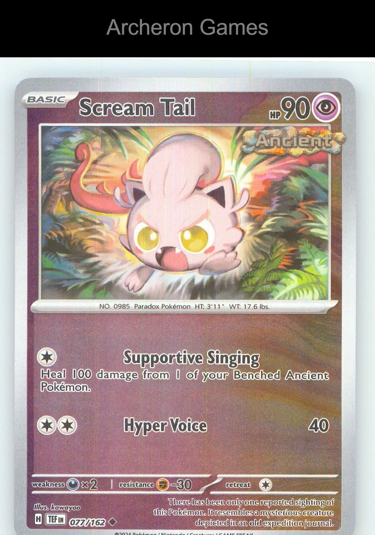 Pokemon Card Scream Tail TEF 077/162 UC Temporal Forces Reverse Holo