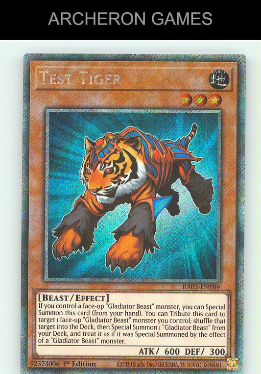 Test Tiger (Platinum Secret Rare) Platinum Secret Rare YUGIOH Card 1st Edition