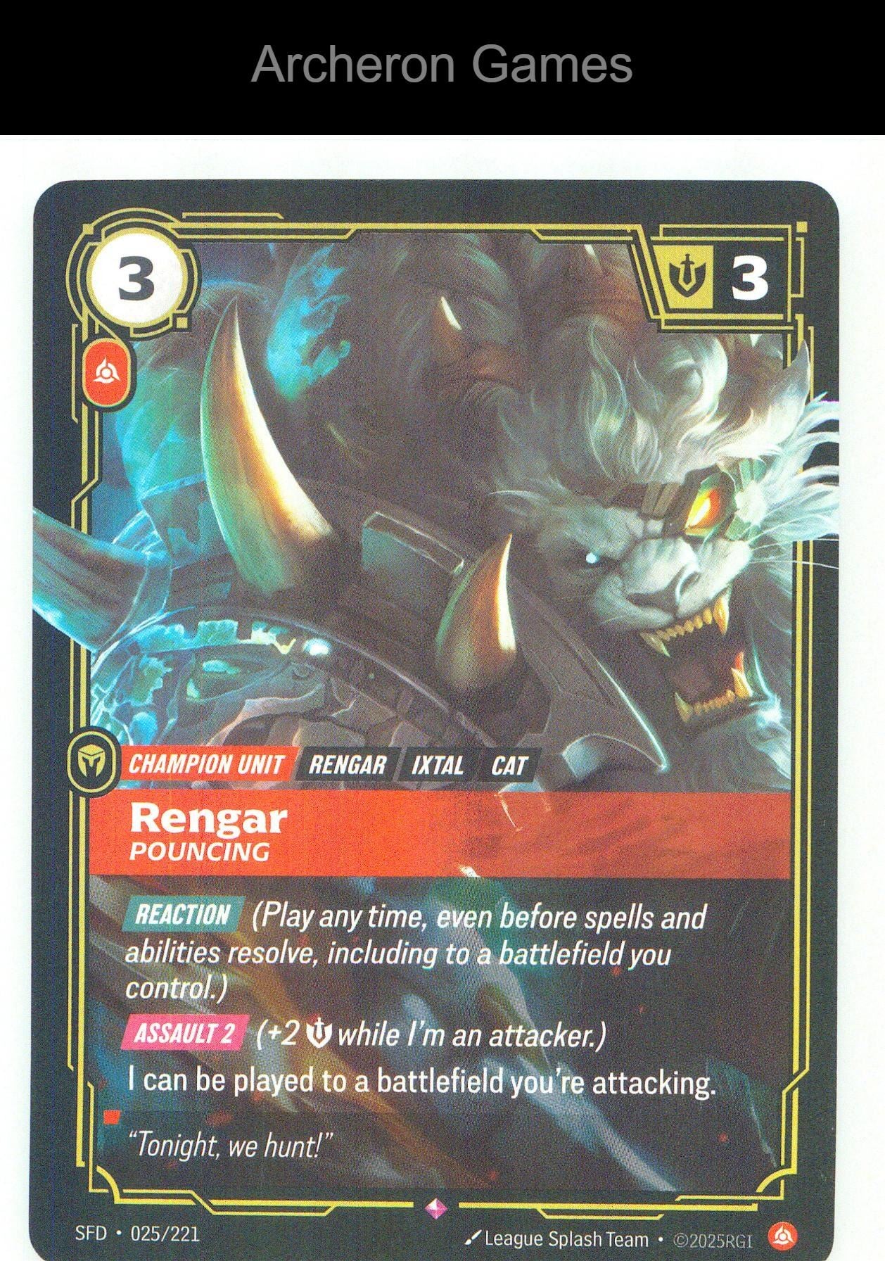 Rengar - Pouncing SFD 025/221 R Spiritforged Riftbound Card Foil