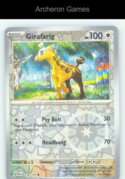 Pokemon Card Girafarig PAL 154/193 C Paldea Evolved Reverse Holo
