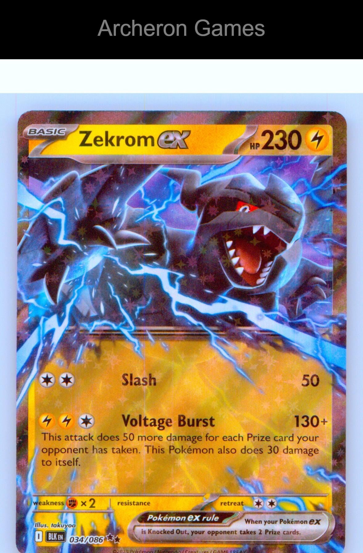 Pokemon Card Zekrom ex BLK 034/086 HOLO Double Rare Black Bolt