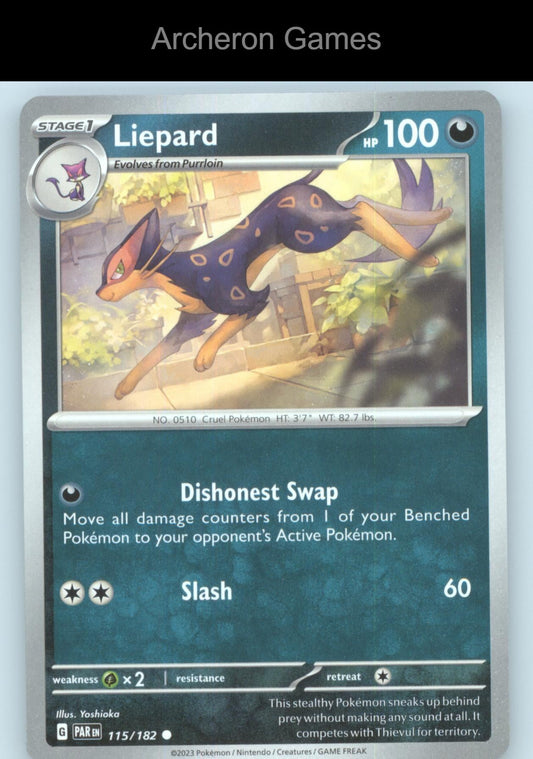 Pokemon Card Liepard PAR 115/182 C Paradox Rift