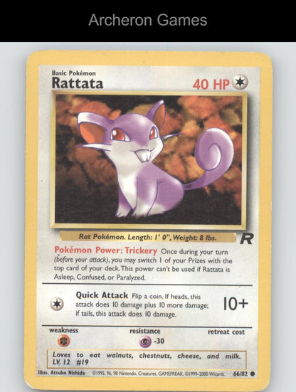 Pokemon Card Rattata TR 66/82 C Team Rocket Unlimited
