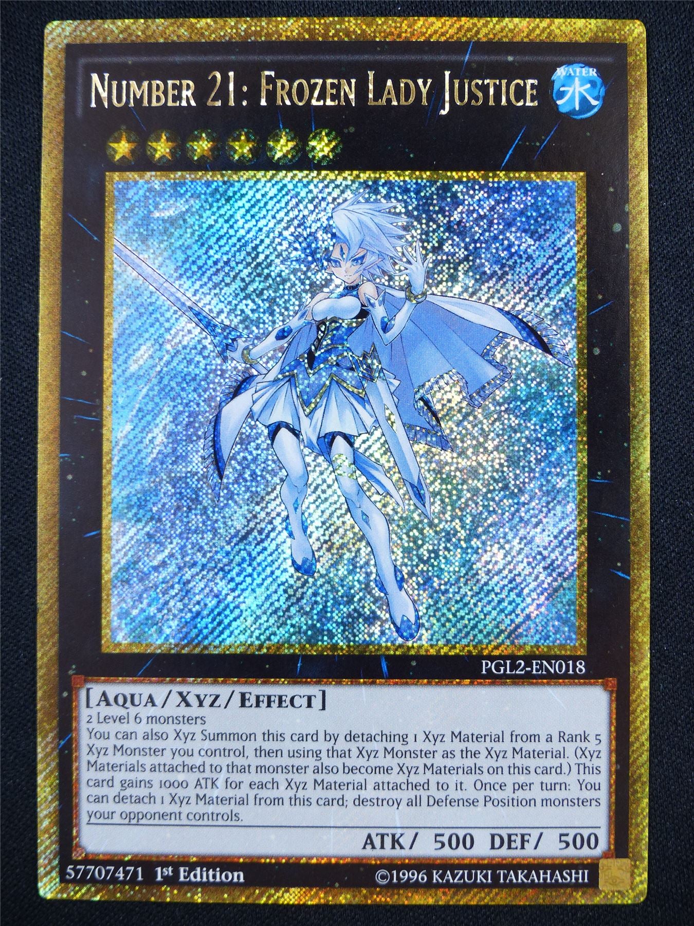 Number 21: Frozen Lady Justice PGL2 Gold Rare - 1st ed Yugioh Card #1AX