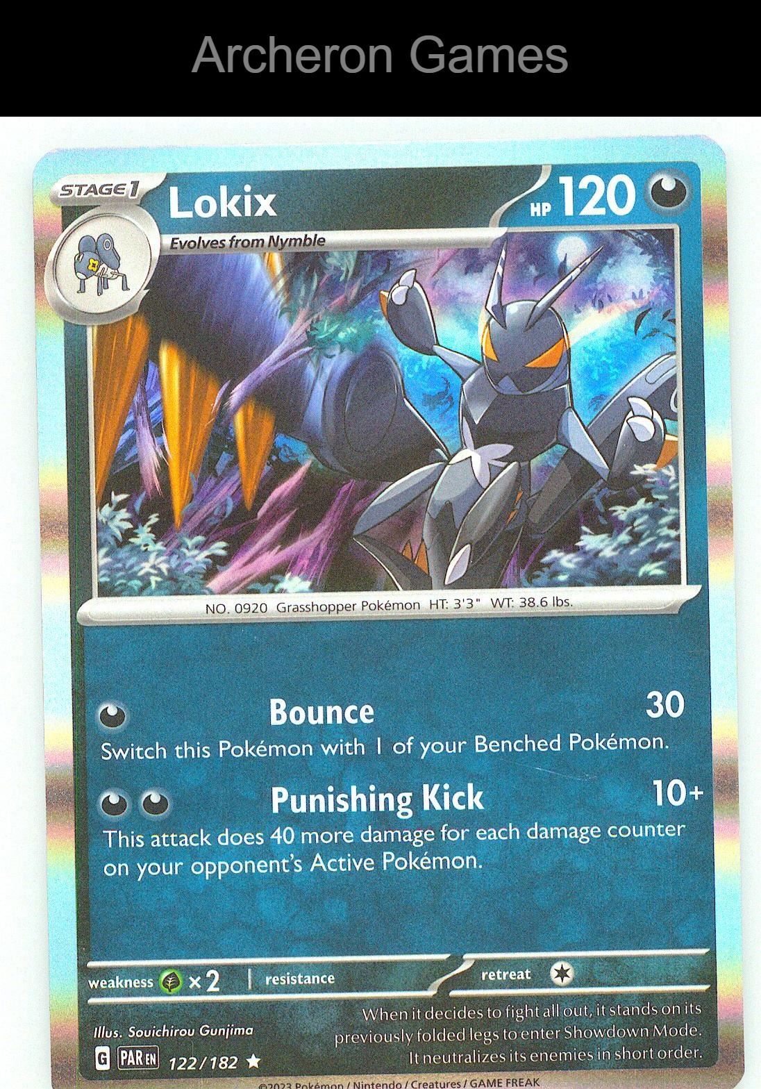 Pokemon Card Lokix PAR 122/182 R Paradox Rift Holo