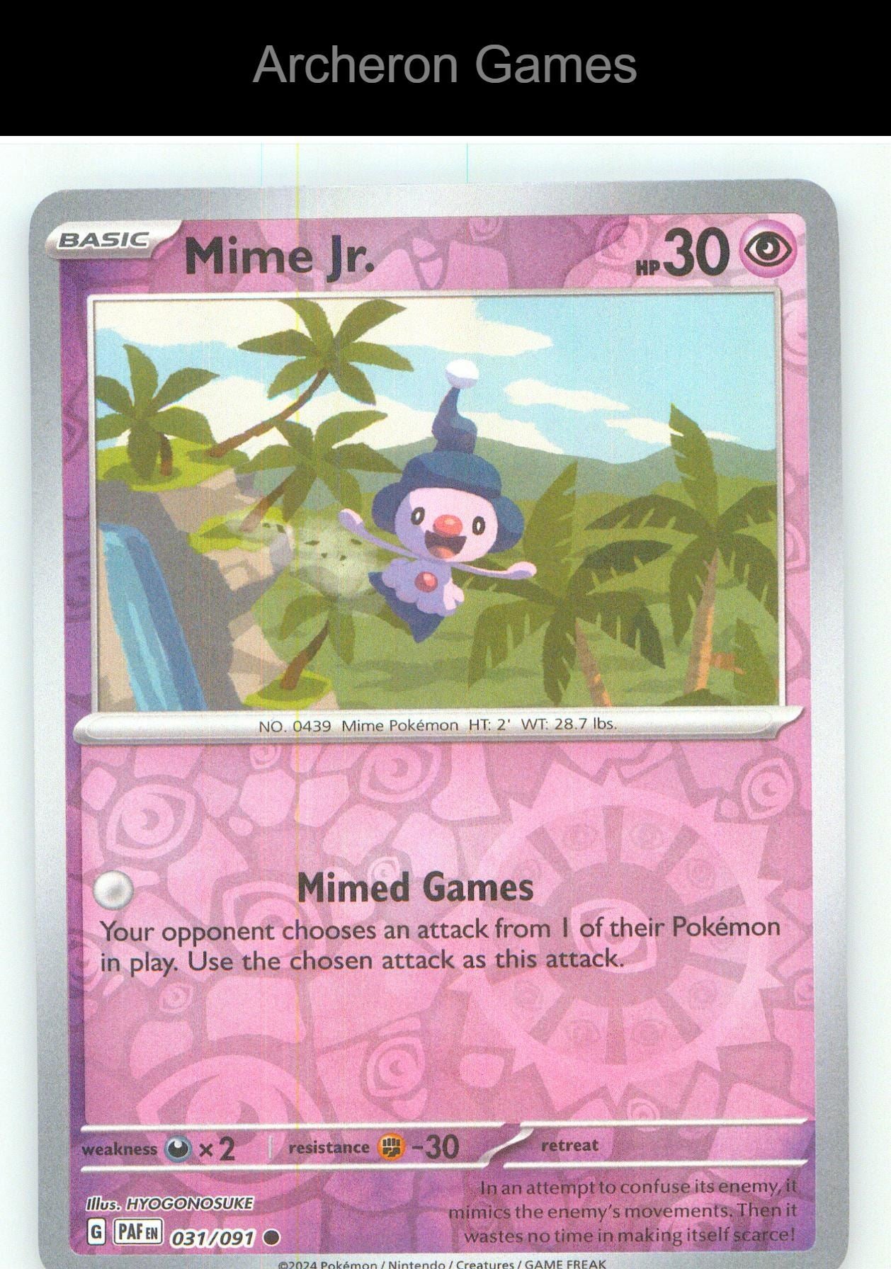 Pokemon Card Mime Jr. PAF 031/091 C Paldean Fates Reverse Holo