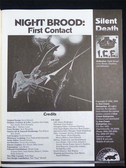 Silent Death: Night Brood First Contact Miniatures Sourcebook - I.C.E. Booklet #2QT