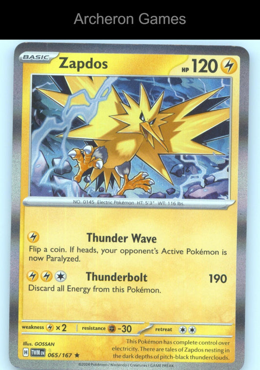 Pokemon Card Zapdos TWM 065/167 R Twilight Masquerade Holo