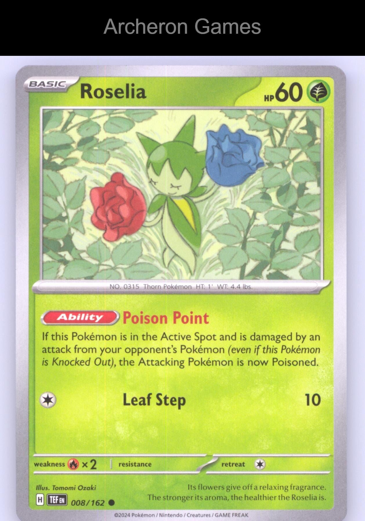 Pokemon Card Roselia TEF 008/162 C Temporal Forces