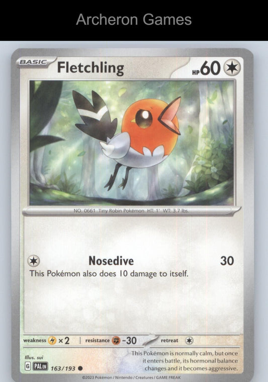 Pokemon Card Fletchling PAL 163/193 C Paldea Evolved