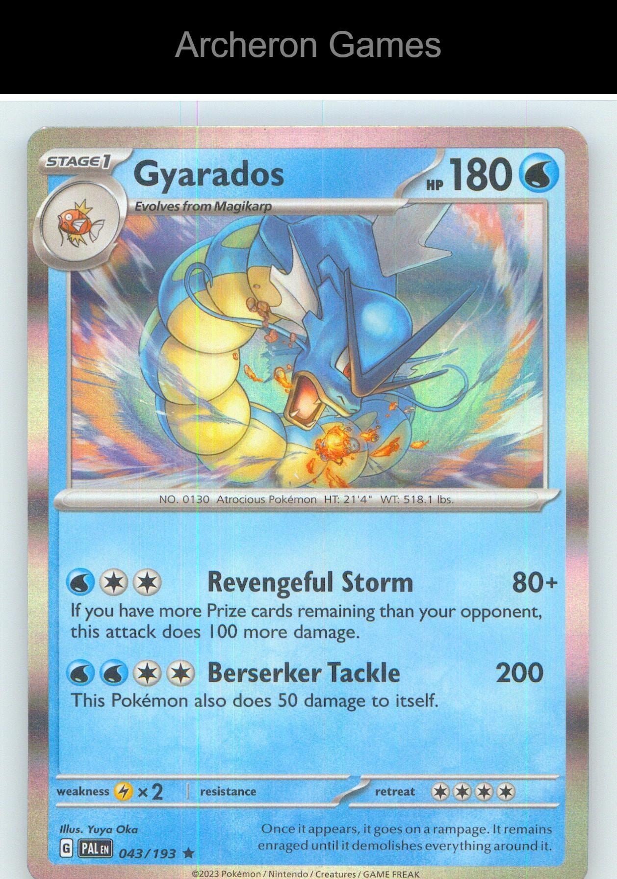 Pokemon Card Gyarados PAL 043/193 R Paldea Evolved Holo