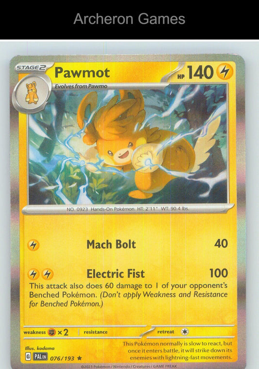Pokemon Card Pawmot PAL 076/193 R Paldea Evolved Holo