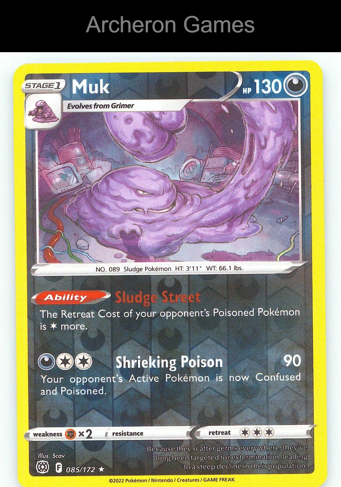 Pokemon Card Muk BRS 085/172 R Brilliant Stars Reverse Holo