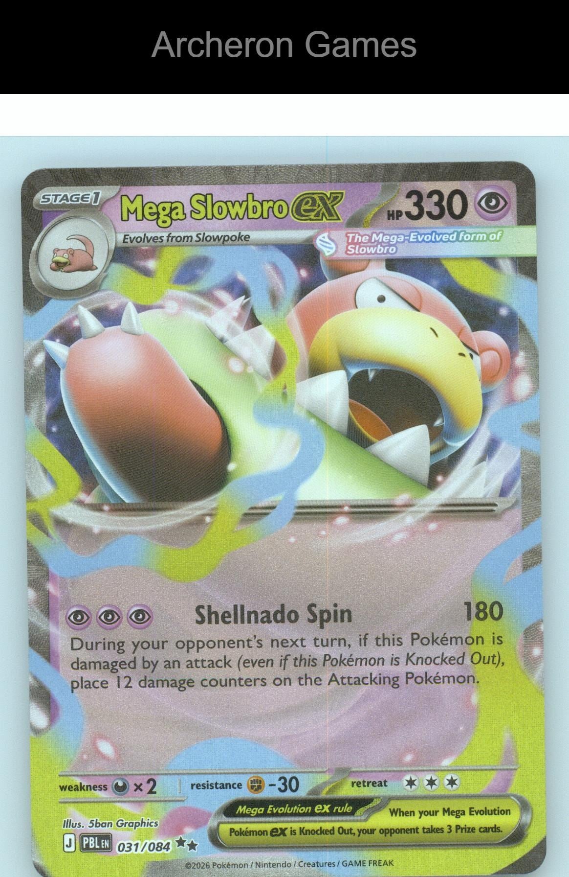 Pokemon Card Mega Slowbro ex ME05 031/084 Double Rare Pitch Black Holo