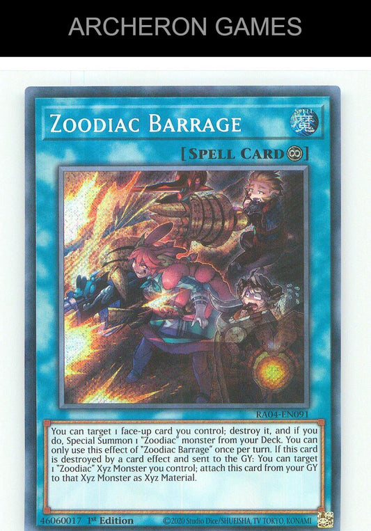 Zoodiac Barrage (Secret Rare) SEC YUGIOH Card 1st Edition