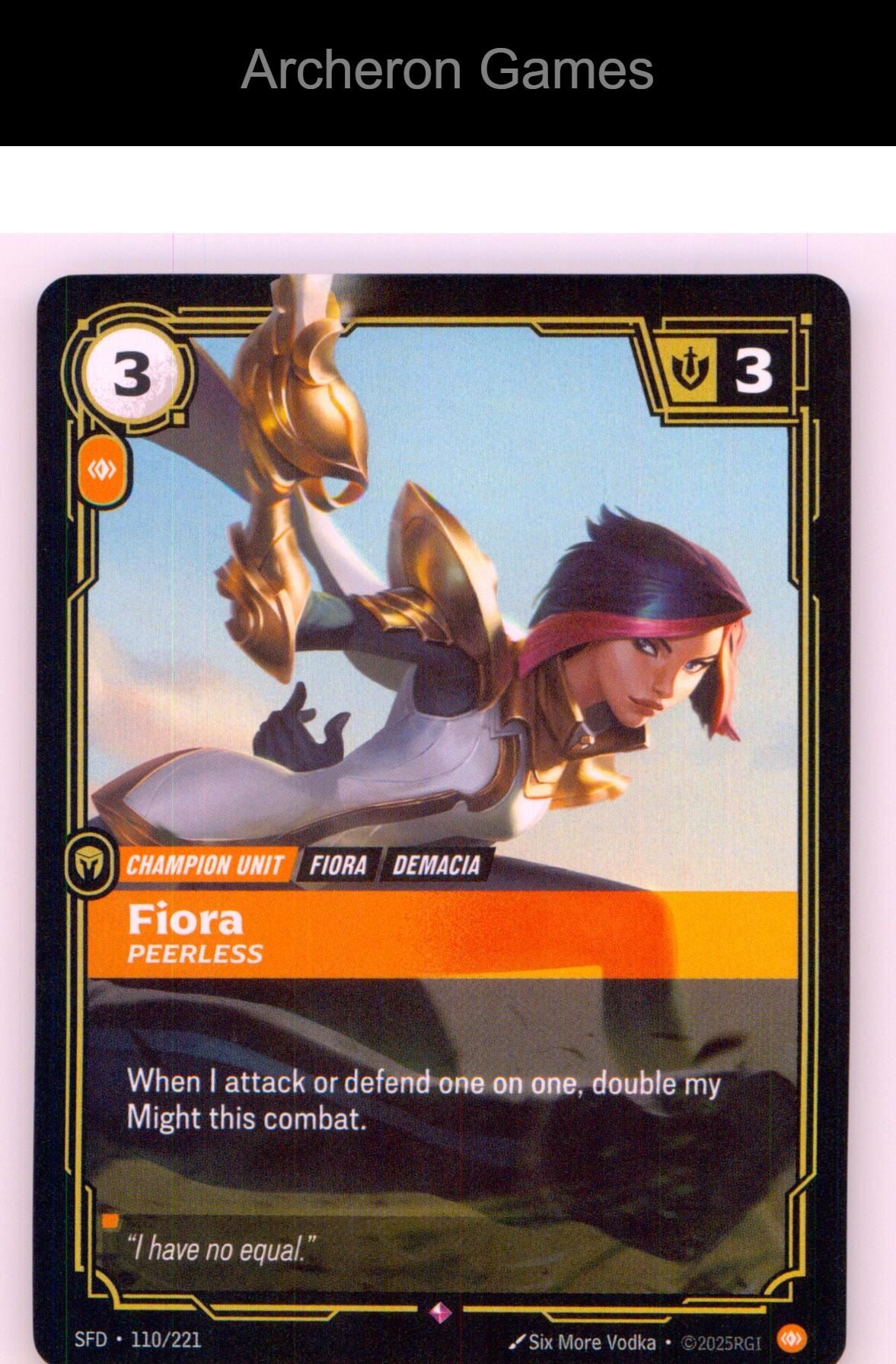 Fiora - Peerless SFD 110/221 R Spiritforged Riftbound Card