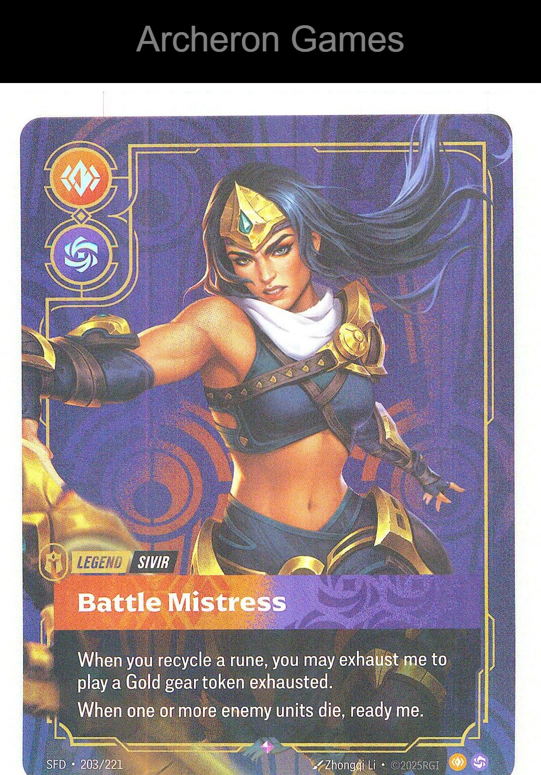 Sivir - Battle Mistress SFD 203/221 R Spiritforged Riftbound Card