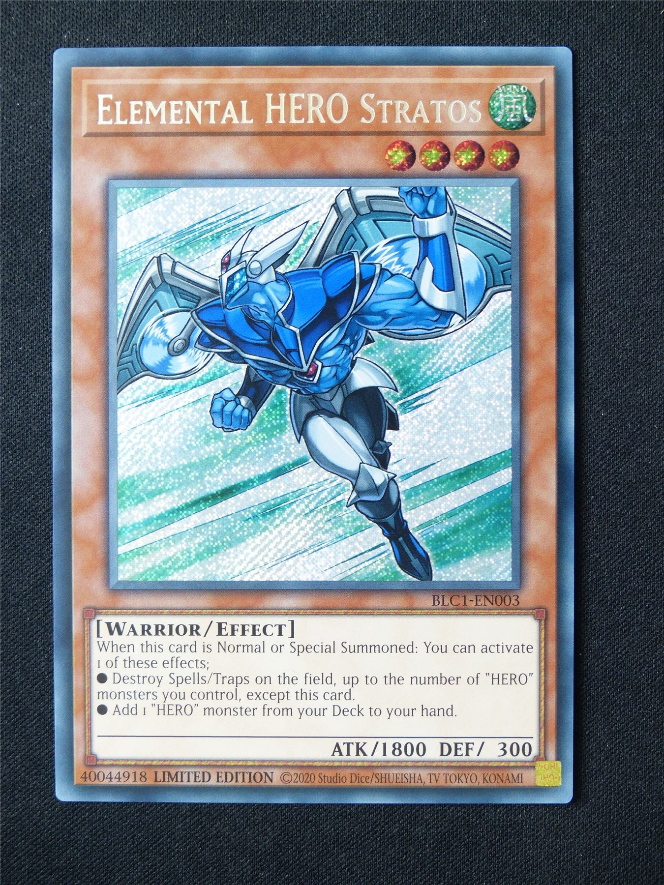 Elemental Hero Stratos BLC1 Secret Rare - lim ed Yugioh Card #5GQ