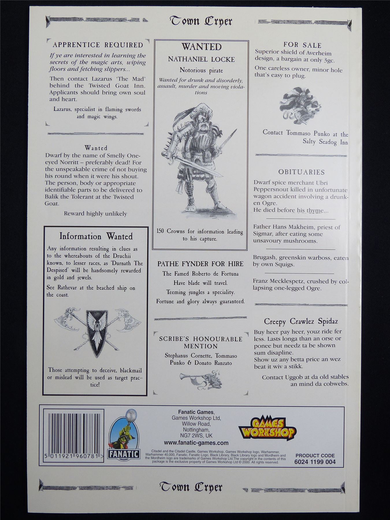 Mordheim: Town Cryer #10 Cities of Gold - Games Workshop Magazine #1N8