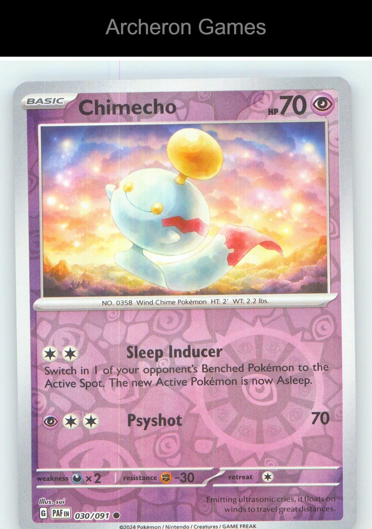 Pokemon Card Chimecho PAF 030/091 C Paldean Fates Reverse Holo