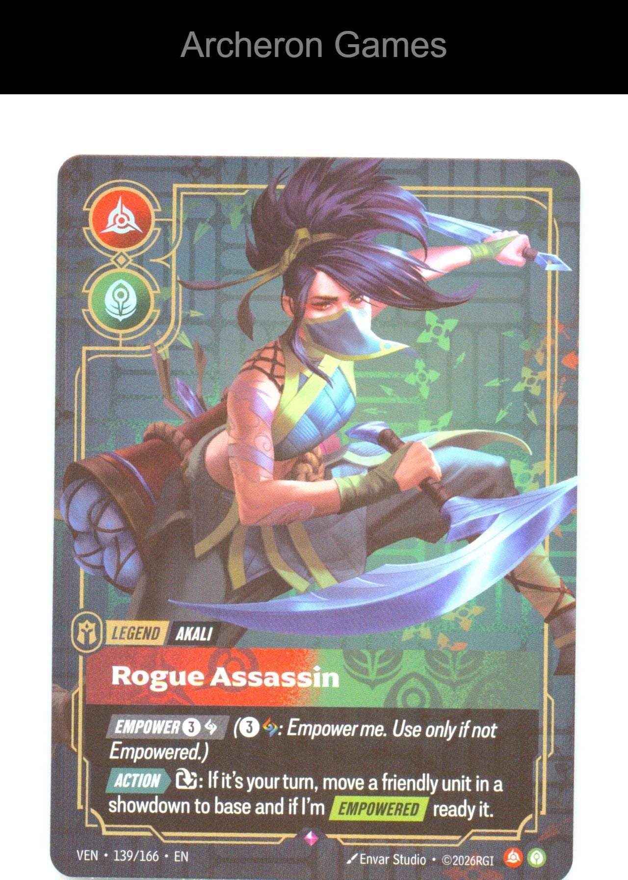 Akali - Rogue Assassin VEN 139/166 R Vendetta Riftbound Card Foil