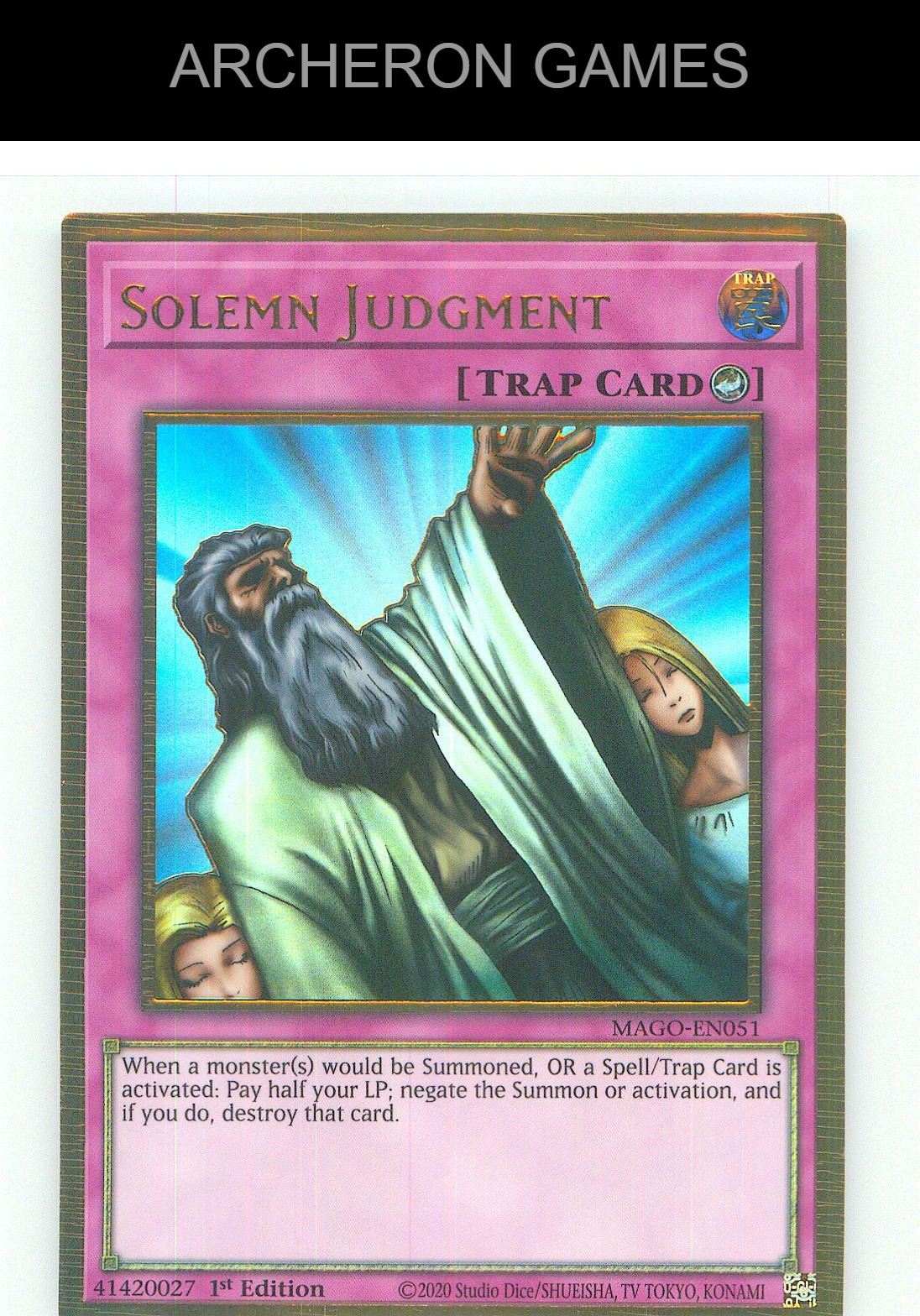 Solemn Judgment Premium Gold Rare YUGIOH Card 1st Edition