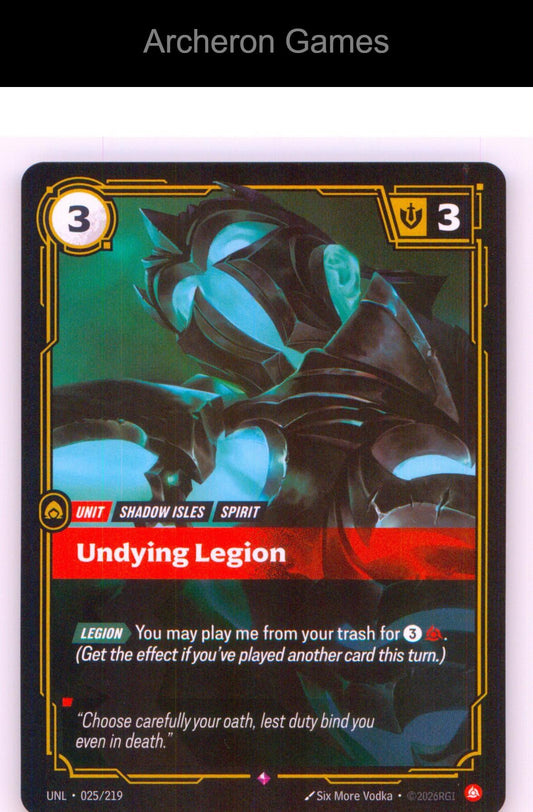 Undying Legion UNL 025/219 R Unleashed Riftbound Card