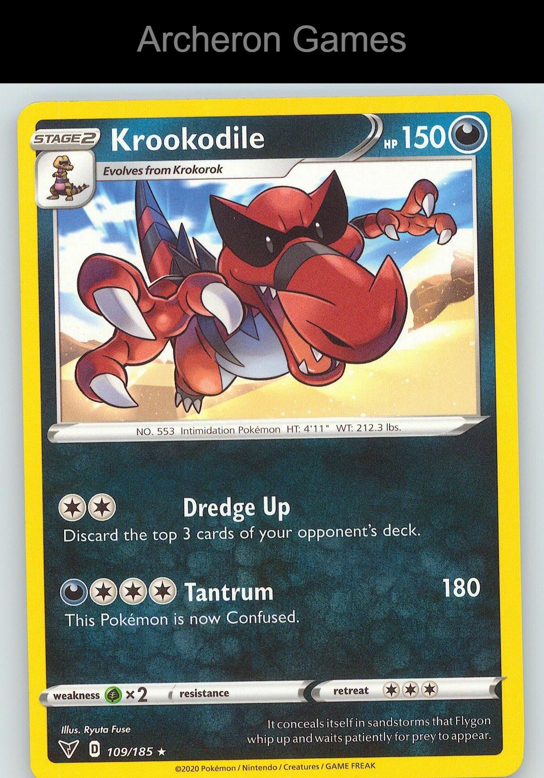 Pokemon Card Krookodile VIV 109/185 R Vivid Voltage