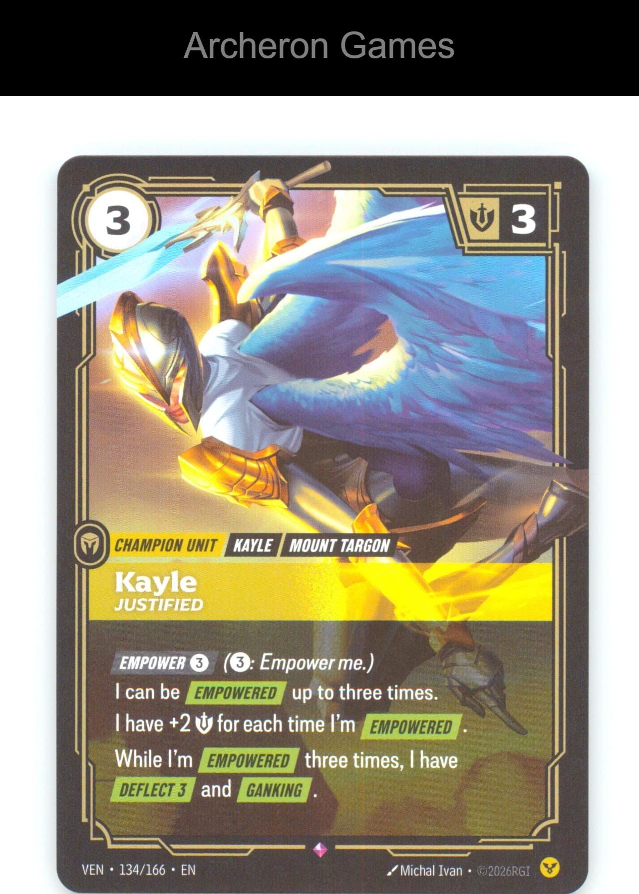 Kayle - Justified VEN 134/166 R Vendetta Riftbound Card Foil
