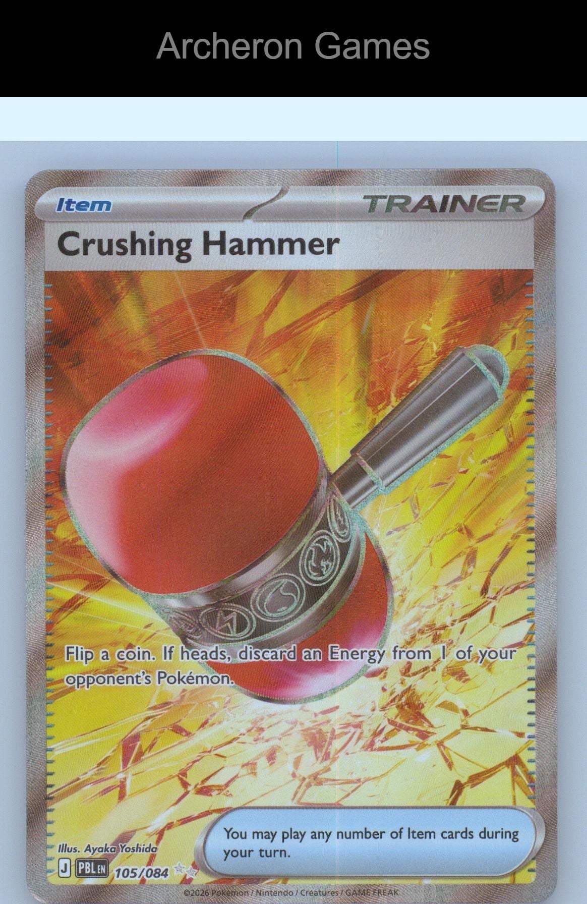 Pokemon Card Crushing Hammer ME05 105/084 Ultra Rare Pitch Black Holo