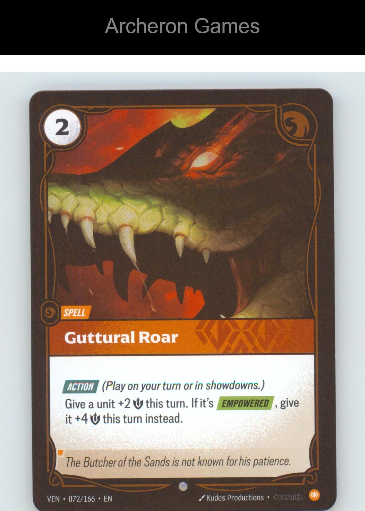 Guttural Roar VEN 072/166 C Vendetta Riftbound Card Foil