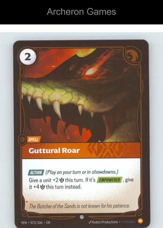Guttural Roar VEN 072/166 C Vendetta Riftbound Card Foil